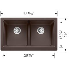 BLANCO Blanco 526552 Vintera Double Bowl Farmhouse Kitchen Sink 33 x 19 in. Cafinchu00e9