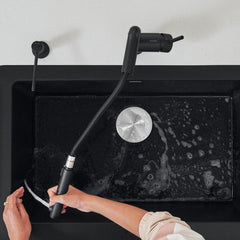 BLANCO BLANCO 526374 Linus Single Handle Pull Out Kitchen Faucet 1.5 GPM - Coal Black