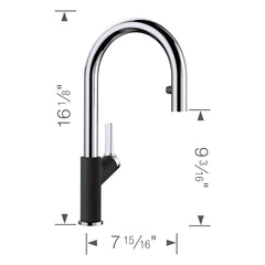 BLANCO Blanco 526398 Urbena Pull-Down Kitchen Faucet 1.5 GPM - Chrome/Coal Black