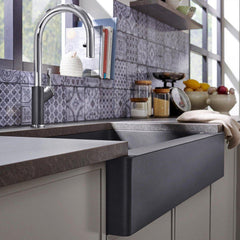 BLANCO BLANCO 526539 Vintera 29-13/16 x 19 in. No Hole Granite Composite Single Bowl Farmhouse Kitchen Sink in Cinder