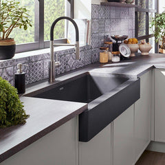 BLANCO BLANCO 526539 Vintera 29-13/16 x 19 in. No Hole Granite Composite Single Bowl Farmhouse Kitchen Sink in Cinder