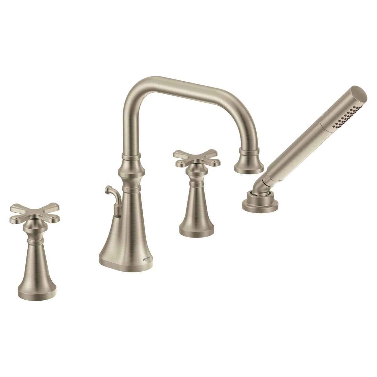 MOEN Moen TS44506BN Colinet Two Handle Deck-Mount Roman Tub Faucet Trim with Cross Handles and Handshower