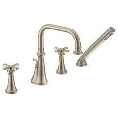 MOEN Moen TS44506BN Colinet Two Handle Deck-Mount Roman Tub Faucet Trim with Cross Handles and Handshower