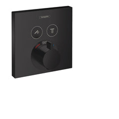 HANSGROHE Hansgrohe 15763671 ShowerSelect Thermostatic Trim for 2 Functions, Square in Matte Black