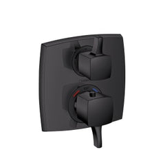 HANSGROHE Hansgrohe 15728671 Ecostat Classic Thermostatic Trim with Volume Control and Diverter, Square in Matte Black