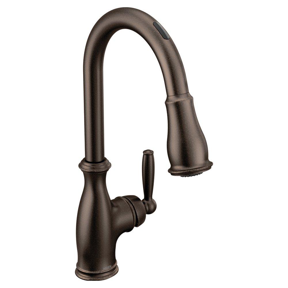 MOEN Moen 7185EVORB Brantford Single Handle Pull Down Touchless Kitchen Faucet with Voice Activation in Oil Rubbed Bronze