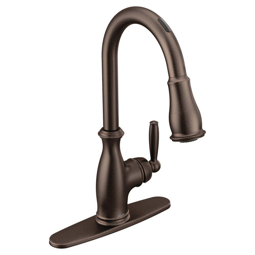MOEN Moen 7185EVORB Brantford Single Handle Pull Down Touchless Kitchen Faucet with Voice Activation in Oil Rubbed Bronze