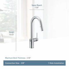 MOEN Moen 7565EWBG Align Single Handle Pull Down Touchless Kitchen Faucet in Brushed Gold
