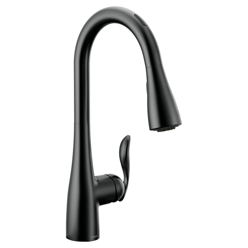 MOEN Moen 7594EVBL Arbor Single Handle Pull Down Touchless Kitchen Faucet with Voice Activation in Matte Black
