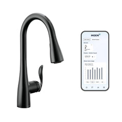 MOEN Moen 7594EVBL Arbor Single Handle Pull Down Touchless Kitchen Faucet with Voice Activation in Matte Black