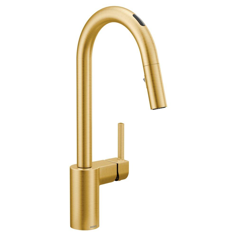 MOEN Moen 7565EVBG Align Single Handle Pull Down Touchless Kitchen Faucet with Voice Activation in Brushed Gold