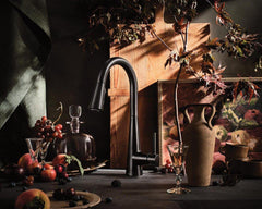 MOEN Moen 7864EVBL Sleek Single Handle Pull Down Touchless Kitchen Faucet with Voice Activation in Matte Black