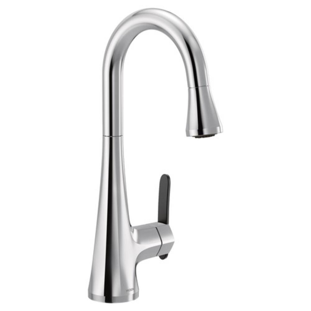 MOEN Moen S6235 Etch Single Handle Pull Down Bar Faucet in Chrome
