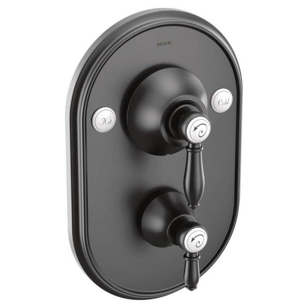 MOEN Moen TS32100BL Weymouth Two Handle Pressure Balancing Valve Trim in Matte Black