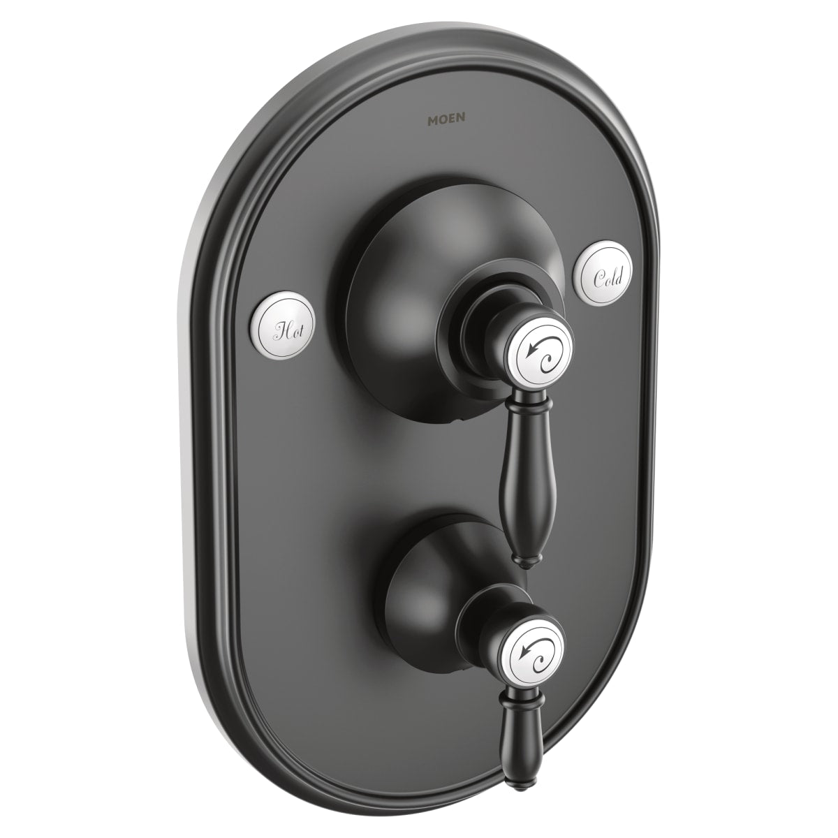 MOEN Moen TS32100BL Weymouth Two Handle Pressure Balancing Valve Trim in Matte Black
