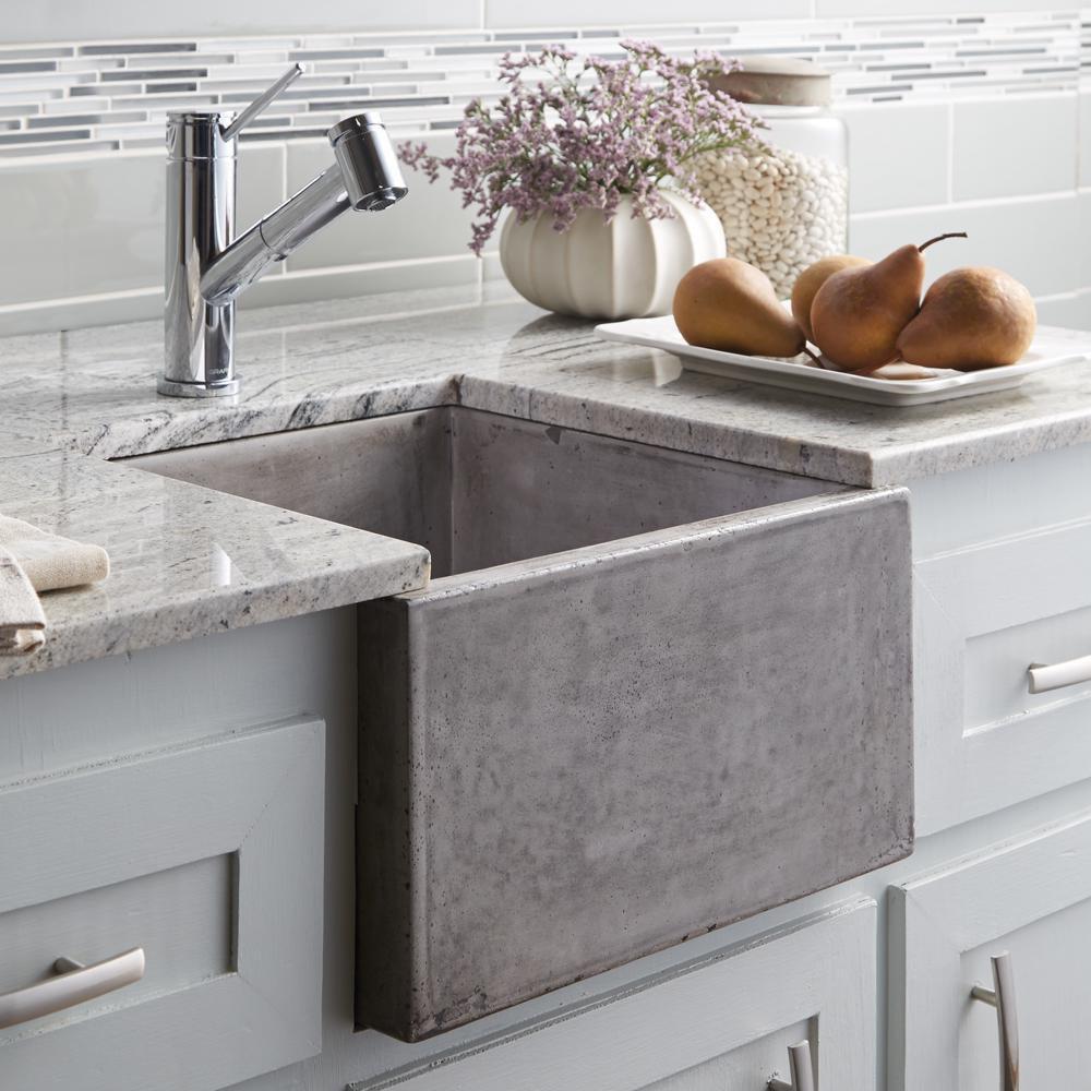 NATIVE TRAILS Native Trails NSB1515-A Ventana 15 x 15 in. Apron Front and Undermount NativeStone Bar Sink in Ash