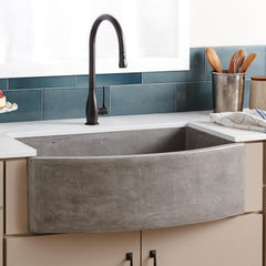 NATIVE TRAILS Native Trails NSKQ3320-A NativeStone 33 x 20-1/2 in. Concrete Single Bowl Farmhouse Kitchen Sink in Ash