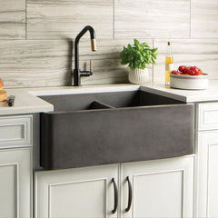 NATIVE TRAILS Native Trails NSKD3321-S Nativestone 33 x 21 in. Concrete Double Bowl Farmhouse Kitchen Sink