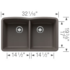 BLANCO Blanco 443105 Diamond Equal Double Bowl Kitchen Sink - Volcano Gray