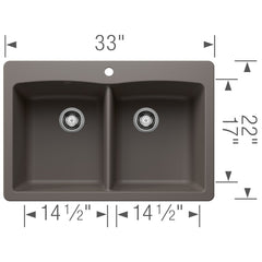 BLANCO Blanco 443104 Diamond Equal Double Dual Mount Kitchen Sink - Volcano Gray