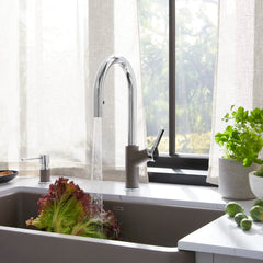 BLANCO Blanco 526933 Urbena Pull-Down Kitchen Faucet 1.5 GPM - Chrome/Volcano Gray