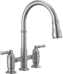 DELTA FAUCET Delta Faucet 2390L-AR-DST Broderick Two Handle Bridge Pull Down Kitchen Faucet