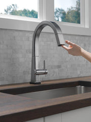 DELTA FAUCET Delta Faucet 9193T-AR-DST Pivotal Single Handle Pull Down Kitchen Faucet with Touch Activation in Arctic Stainless