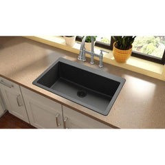ELKAY Elkay ELGR13322BK0 Quartz Classic 33 x 20-7/8 x 9-7/16 Single Bowl Drop-in Sink, Black