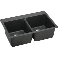 ELKAY Elkay ELG3322BK0 Quartz Classic 33 x 22 in. Equal Double Bowl Drop-in Sink Black