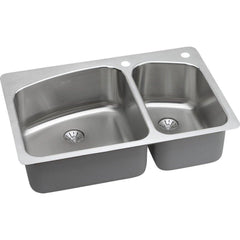 ELKAY Elkay LKHSR2509RPD1 Harmony 1 Hole Stainless Steel Double Bowl Universal Mount Kitchen Sink