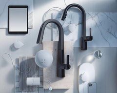MOEN Moen 7565EVBL Align Single Handle Pull Down Touchless Kitchen Faucet with Voice Activation in Matte Black