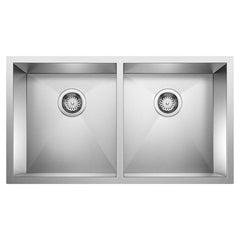 BLANCO BLANCO 516211 Precision 29 x 18 in No Hole Stainless Steel Double Bowl Undermount Kitchen Sink
