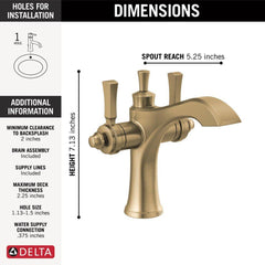 DELTA FAUCET Delta Faucet 856-CZ-DST Dorval Single Handle Monoblock Bathroom Sink Faucet