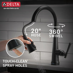 DELTA FAUCET Delta Faucet 9182T-BL-DST Emmeline Single Handle Pull Down Kitchen Faucet with Touch Activation