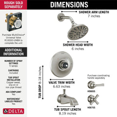 DELTA FAUCET Delta faucet T14456-SSLHP Dorval multi function bathtub & shower faucet in brilliance stainless - trim only