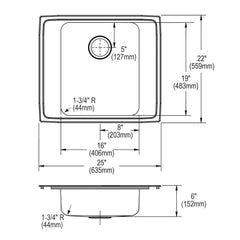 ELKAY Elkay EFRU281610T Crosstown 16 Gauge Stainless Steel 30-1/2 x 18-1/2 x 10 Single Bowl Undermount Sink