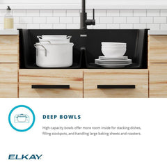 ELKAY Elkay ELGDLB3322WH0 Quartz Classic 33 x 22 in. No Hole Composite Double Bowl Drop-in Sink