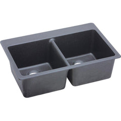 ELKAY Elkay ELG3322GY0 Quartz Classic 33 x 22 in. No Hole Composite Double Bowl Drop-in Kitchen Sink