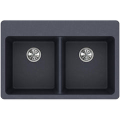 ELKAY Elkay ELG3322GY0 Quartz Classic 33 x 22 in. No Hole Composite Double Bowl Drop-in Kitchen Sink