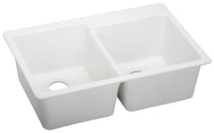 ELKAY Elkay ELG250RWH0 Quartz Classic 33 x 22 x 9-1/2 Offset Double Bowl Drop-in Sink White