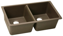 ELKAY Elkay ELGU3322MC0 Quartz Classic 33 x 18-1/2 x 9-1/2 Equal Double Bowl Undermount Sink Mocha
