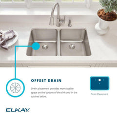 ELKAY Elkay ELUH322110R Lustertone Classic Stainless Steel 31-1/2 x 21-1/8 x 10 Offset 70/30 Double Bowl Undermount Sink
