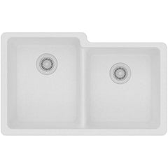 ELKAY Elkay ELGU250RWH0 Quartz Classic 33 x 20-1/2 x 9-1/2 Offset Double Bowl Undermount Sink White