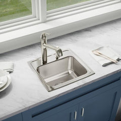 ELKAY Elkay LRQ17163 Lustertone Classic Stainless Steel 17 x 16 x 7-5/8 3-Hole Single Bowl Drop-in Sink with Quick-clip