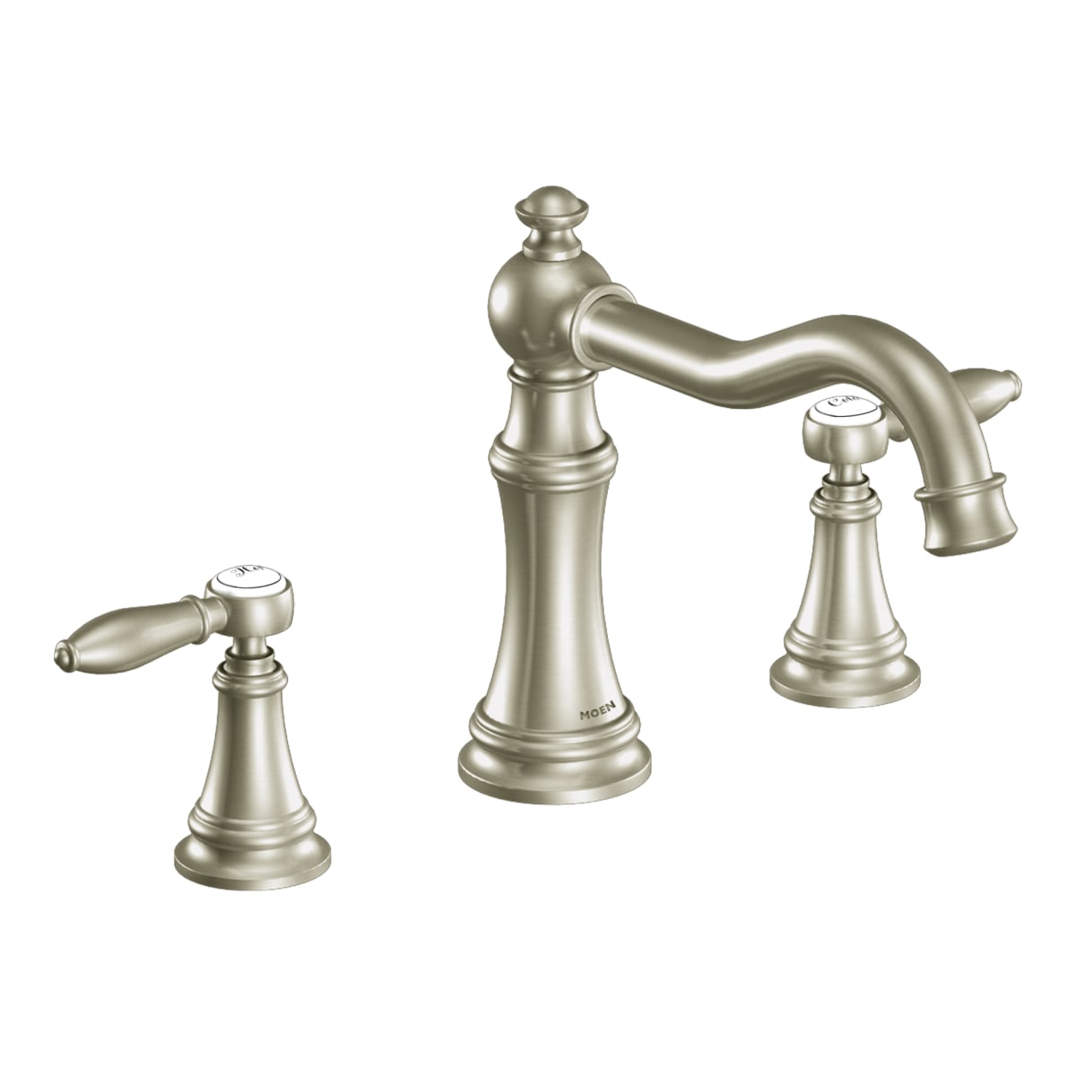 MOEN Moen TS22103BN Weymouth 2-Handle Diverter Deck-Mount High-Arc Roman Tub Faucet in Brushed Nickel (Valve Sold Separately)