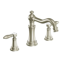 MOEN Moen TS22103BN Weymouth 2-Handle Diverter Deck-Mount High-Arc Roman Tub Faucet in Brushed Nickel (Valve Sold Separately)