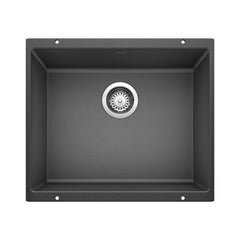 BLANCO BLANCO 513428 Precis 20-87/100 x 18-11/100 in No Hole Composite Single Bowl Undermount Kitchen Sink in Anthracite