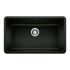 BLANCO BLANCO 442931 Precis 30 x 18 in. No Hole Granite Composite Single Bowl Undermount Kitchen Sink in Coal Black