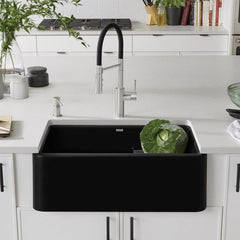 BLANCO Blanco 402576 Ikon 30 x 19 in. No Hole Granite Composite Single Bowl Farmhouse Kitchen Sink in Coal Black