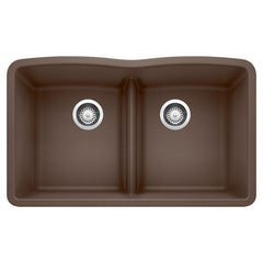 BLANCO BLANCO 442078 Diamond 32 x 19-1/4 in No Hole Composite Double Bowl Undermount Kitchen Sink in Cafe Brown